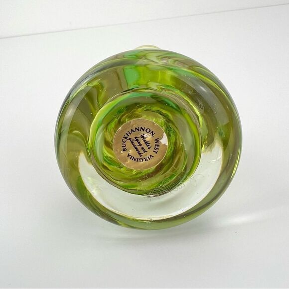 Ron Hinkle 8" Art Glass Paperweight Decor Green Swirl 2008 - Picture 7 of 11